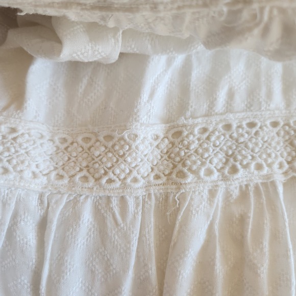 Joie White Tiered Maxi Sun Dress M Crochet Lace Trim Boho Beach White Vacation - Picture 9 of 15